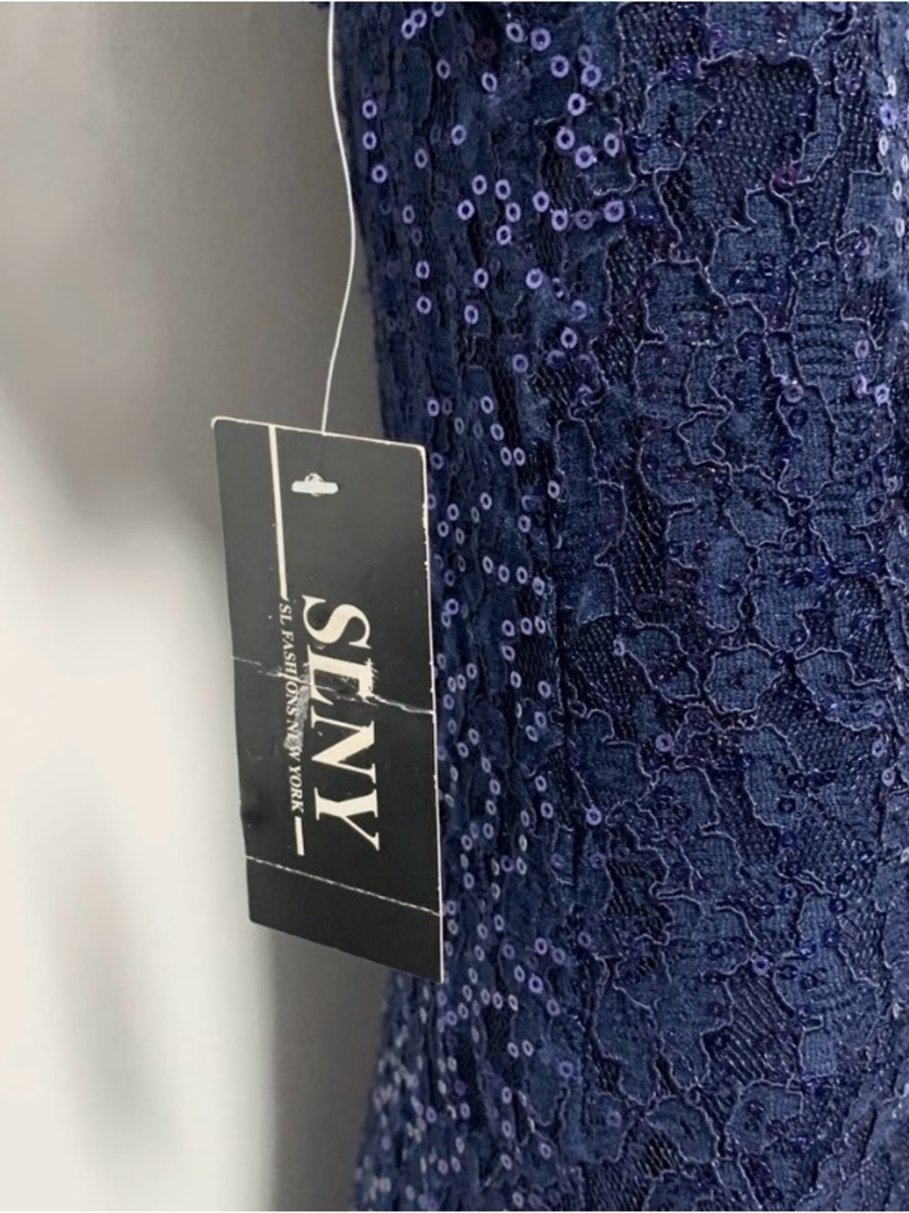 Classic Navy Lace A-Line Dress - Women's Evening Dress - Picture 8 of 15